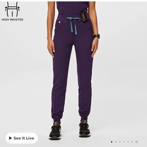 FIGS HIGH WAISTED ZAMORA JOGGER SCRUBS IN PURPLE JAM